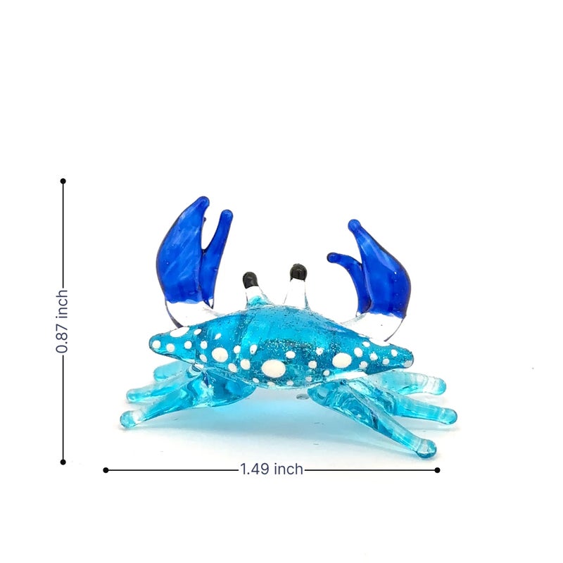 ZOOCRAFT Blown Glass Blue Crab Figurine Handmade Miniature Ornament Aquarium Marine Collection - Image 3